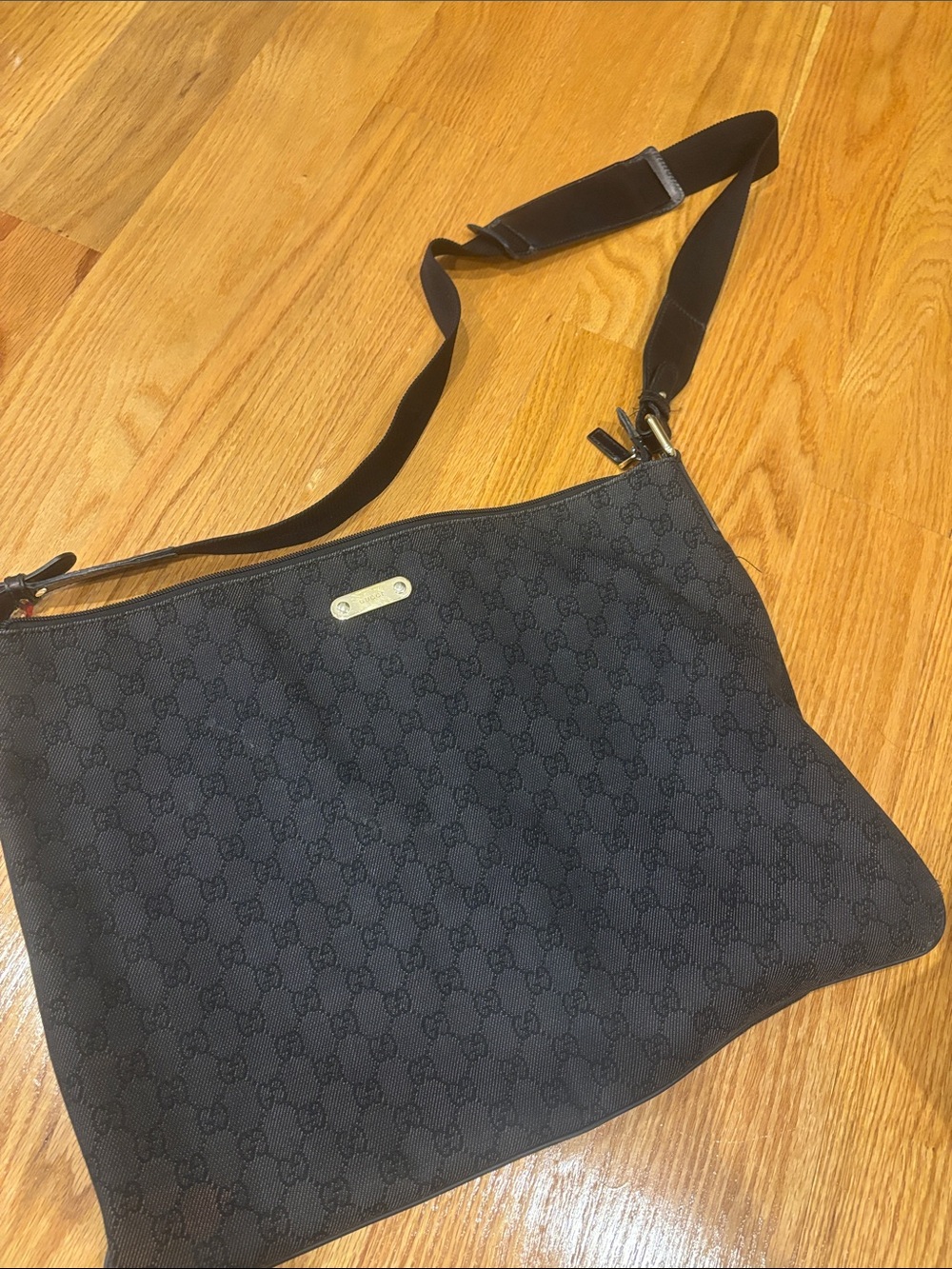 Gucci Black GG Monogram Canvas cross body Bag